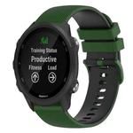 For Garmin Forerunner 245 20mm Checkered Two-Color Silicone Watch Band(Amy Green+Black)