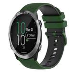 For Garmin Forerunner 645 20mm Checkered Two-Color Silicone Watch Band(Amy Green+Black)