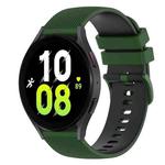 For Samsung Galaxy Watch5 44mm 20mm Checkered Two-Color Silicone Watch Band(Amy Green+Black)