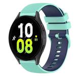 For Samsung Galaxy Watch5 44mm 20mm Checkered Two-Color Silicone Watch Band(Teal+Blue)