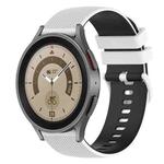 For Samsung Galaxy Watch5 Pro 45mm 20mm Checkered Two-Color Silicone Watch Band(White+Black)