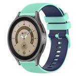 For Samsung Galaxy Watch5 Pro 45mm 20mm Checkered Two-Color Silicone Watch Band(Teal+Blue)