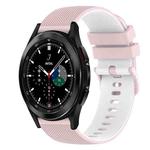 For Samsung  Galaxy Watch4 Classic 42mm 20mm Checkered Two-Color Silicone Watch Band(Pink+White)