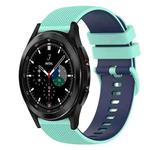 For Samsung  Galaxy Watch4 Classic 46mm 20mm Checkered Two-Color Silicone Watch Band(Teal+Blue)