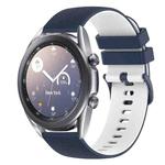For Samsung Galaxy Watch3 41mm 20mm Checkered Two-Color Silicone Watch Band(Dark Blue+White)