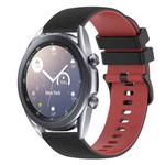 For Samsung Galaxy Watch3 41mm 20mm Checkered Two-Color Silicone Watch Band(Black+Red)