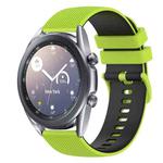 For Samsung Galaxy Watch3 41mm 20mm Checkered Two-Color Silicone Watch Band(Lime Green+Black)