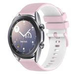 For Samsung Galaxy Watch3 41mm 20mm Checkered Two-Color Silicone Watch Band(Pink+White)