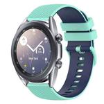 For Samsung Galaxy Watch3 41mm 20mm Checkered Two-Color Silicone Watch Band(Teal+Blue)