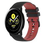 For Samsung Galaxy Watch Active2 44mm 20mm Checkered Two-Color Silicone Watch Band(Black+Red)
