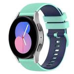 For Samsung Galaxy Watch 42mm 20mm Checkered Two-Color Silicone Watch Band(Teal+Blue)