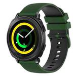 For Samsung Gear Sport 20mm Checkered Two-Color Silicone Watch Band(Amy Green+Black)