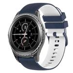For Samsung Gear S2 Classic 20mm Checkered Two-Color Silicone Watch Band(Dark Blue+White)