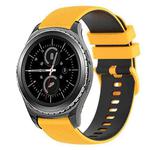 For Samsung Gear S2 Classic 20mm Checkered Two-Color Silicone Watch Band(Yellow+Black)