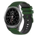 For Samsung Gear S2 Classic 20mm Checkered Two-Color Silicone Watch Band(Amy Green+Black)