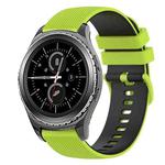 For Samsung Gear S2 Classic 20mm Checkered Two-Color Silicone Watch Band(Lime Green+Black)