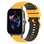 For Amazfit GTS 3 20mm Checkered Two-Color Silicone Watch Band(Yellow+Black)