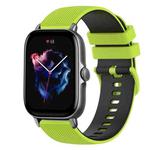 For Amazfit GTS 3 20mm Checkered Two-Color Silicone Watch Band(Lime Green+Black)