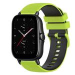 For Amazfit GTS 2E 20mm Checkered Two-Color Silicone Watch Band(Lime Green+Black)