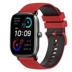 For Amazfit GTS 2 Mini 20mm Checkered Two-Color Silicone Watch Band(Red+Black)