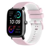 For Amazfit GTS 2 Mini 20mm Checkered Two-Color Silicone Watch Band(Pink+White)