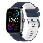 For Amazfit GTS 2 20mm Checkered Two-Color Silicone Watch Band(Dark Blue+White)