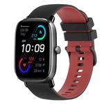 For Amazfit GTS 2 20mm Checkered Two-Color Silicone Watch Band(Black+Red)