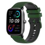 For Amazfit GTS 2 20mm Checkered Two-Color Silicone Watch Band(Amy Green+Black)