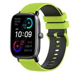 For Amazfit GTS 2 20mm Checkered Two-Color Silicone Watch Band(Lime Green+Black)