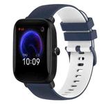 For Amazfit Pop Pro 20mm Checkered Two-Color Silicone Watch Band(Dark Blue+White)