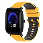 For Amazfit Pop Pro 20mm Checkered Two-Color Silicone Watch Band(Yellow+Black)