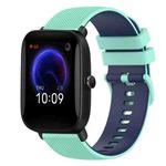For Amazfit Pop Pro 20mm Checkered Two-Color Silicone Watch Band(Teal+Blue)