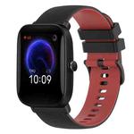 For Amazfit Pop 20mm Checkered Two-Color Silicone Watch Band(Black+Red)