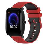 For Amazfit Pop 20mm Checkered Two-Color Silicone Watch Band(Red+Black)