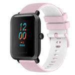 For Amazfit BIP U 20mm Checkered Two-Color Silicone Watch Band(Pink+White)