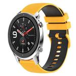 For Amazfit GTR 42mm 20mm Checkered Two-Color Silicone Watch Band(Yellow+Black)