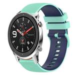 For Amazfit GTR 42mm 20mm Checkered Two-Color Silicone Watch Band(Teal+Blue)