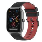 For Amazfit GTS 20mm Checkered Two-Color Silicone Watch Band(Black+Red)