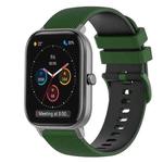 For Amazfit GTS 20mm Checkered Two-Color Silicone Watch Band(Amy Green+Black)