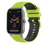 For Amazfit GTS 20mm Checkered Two-Color Silicone Watch Band(Lime Green+Black)