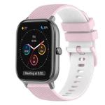 For Amazfit GTS 20mm Checkered Two-Color Silicone Watch Band(Pink+White)