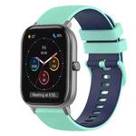 For Amazfit GTS 20mm Checkered Two-Color Silicone Watch Band(Teal+Blue)