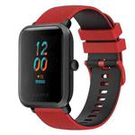 For Amazfit BIP 20mm Checkered Two-Color Silicone Watch Band(Red+Black)