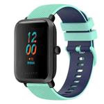 For Amazfit BIP 20mm Checkered Two-Color Silicone Watch Band(Teal+Blue)