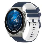 For Huawei Watch GT3 Pro 43mm 20mm Checkered Two-Color Silicone Watch Band(Dark Blue+White)