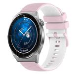 For Huawei Watch GT3 42mm 20mm Checkered Two-Color Silicone Watch Band(Pink+White)