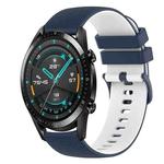 For Huawei Watch GT2 42mm 20mm Checkered Two-Color Silicone Watch Band(Dark Blue+White)