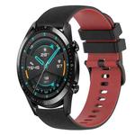 For Huawei Watch GT2 42mm 20mm Checkered Two-Color Silicone Watch Band(Black+Red)