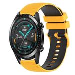 For Huawei Watch GT2 42mm 20mm Checkered Two-Color Silicone Watch Band(Yellow+Black)