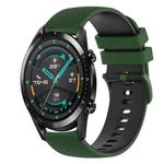 For Huawei Watch GT2 42mm 20mm Checkered Two-Color Silicone Watch Band(Amy Green+Black)